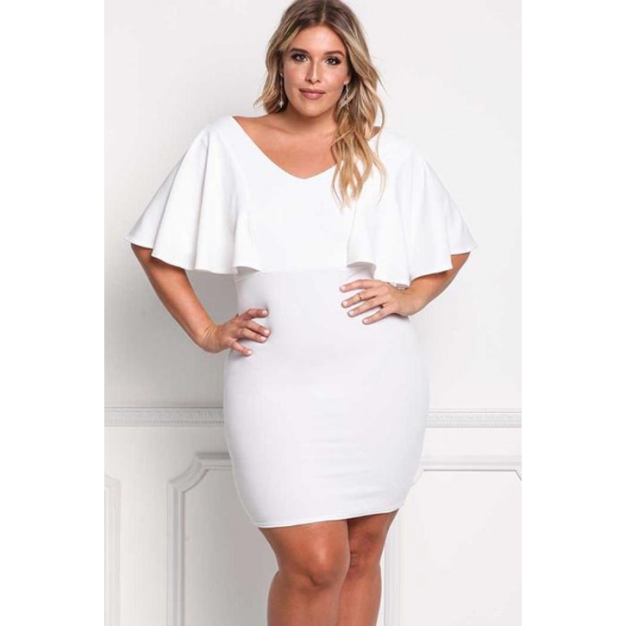 white knee length bodycon dress