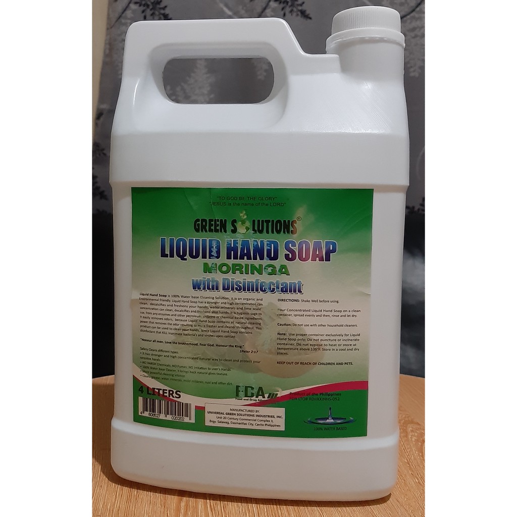 Moringa Liquid Hand Soap with Disinfectant (1 Gallon) | Shopee Philippines