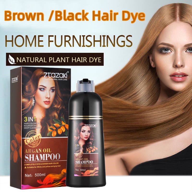 500ml Brown Hair Dye Plant hair care Shampoo Color Detergent 3-in-1 Hair Dye  Cream quick hair dye | Shopee Philippines