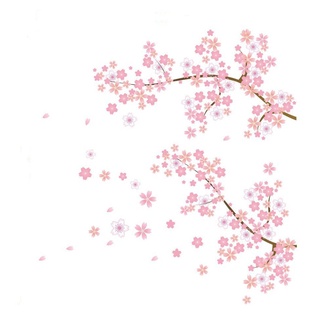 2 Pcs Pink Cherry Blossom Wall Stickers / Beautiful Flower Tree Branch Art Decals DIY Sofa Background Room Decor #8