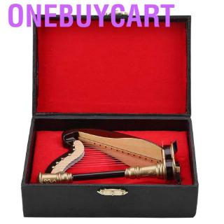Onebuycart Exquisite Wooden Miniature Harp Model Mini Musical Instrument Home Office Decor #5