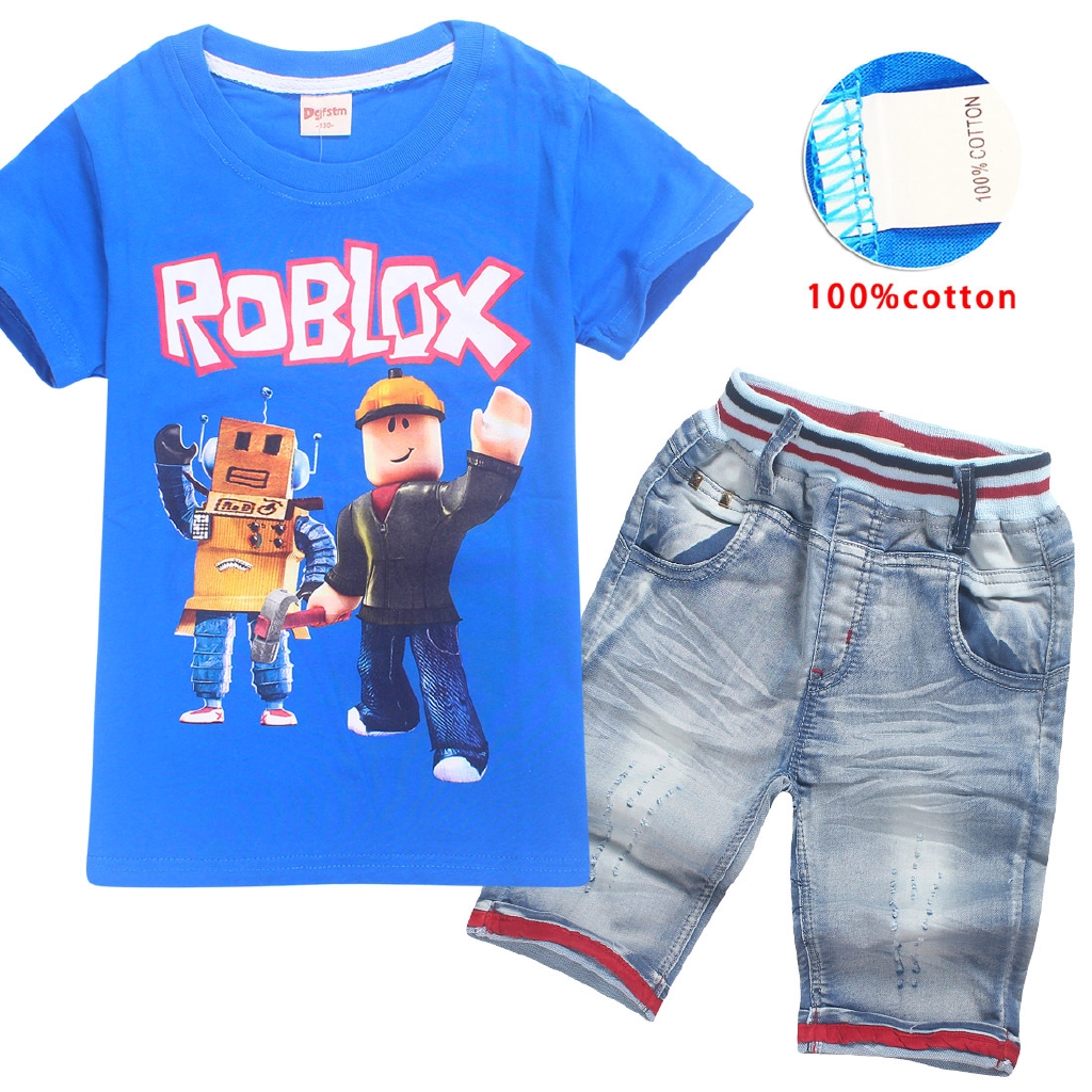 Roblox Kids T Shirts Shorts Jeans Suit For Boys And Girls Two Piece Set Pure Cotton Ready Stocks Shopee Philippines - details about roblox fgteev childrens suit short sleeved t shirt two piece childrens casual