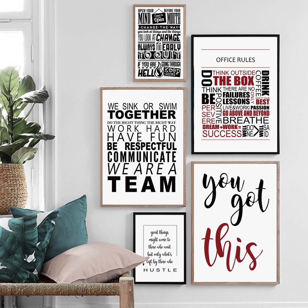 Motivational Teamwork Office Quotes Nordic Posters Prints Wall Art ...