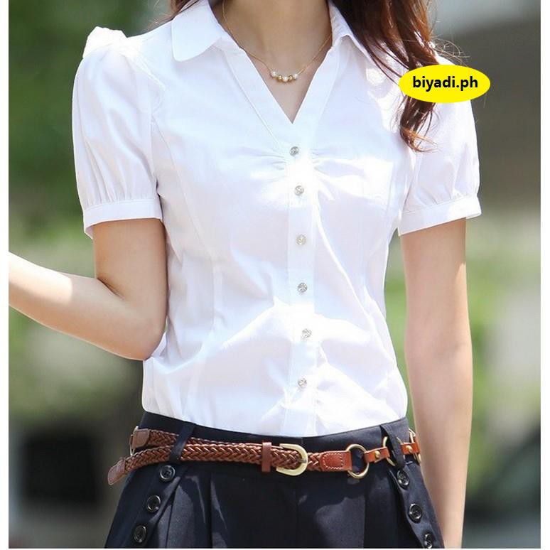 formal white blouse for ladies