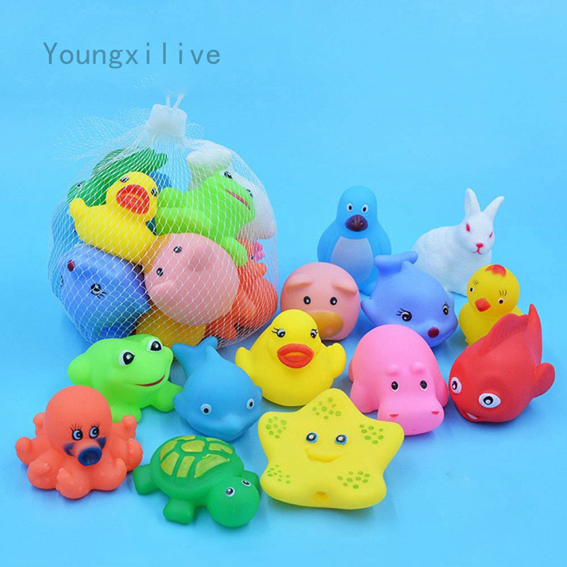 Youngxilive.ph 13Pcs Baby Bath Toys Squeaky Rubber Animal ...