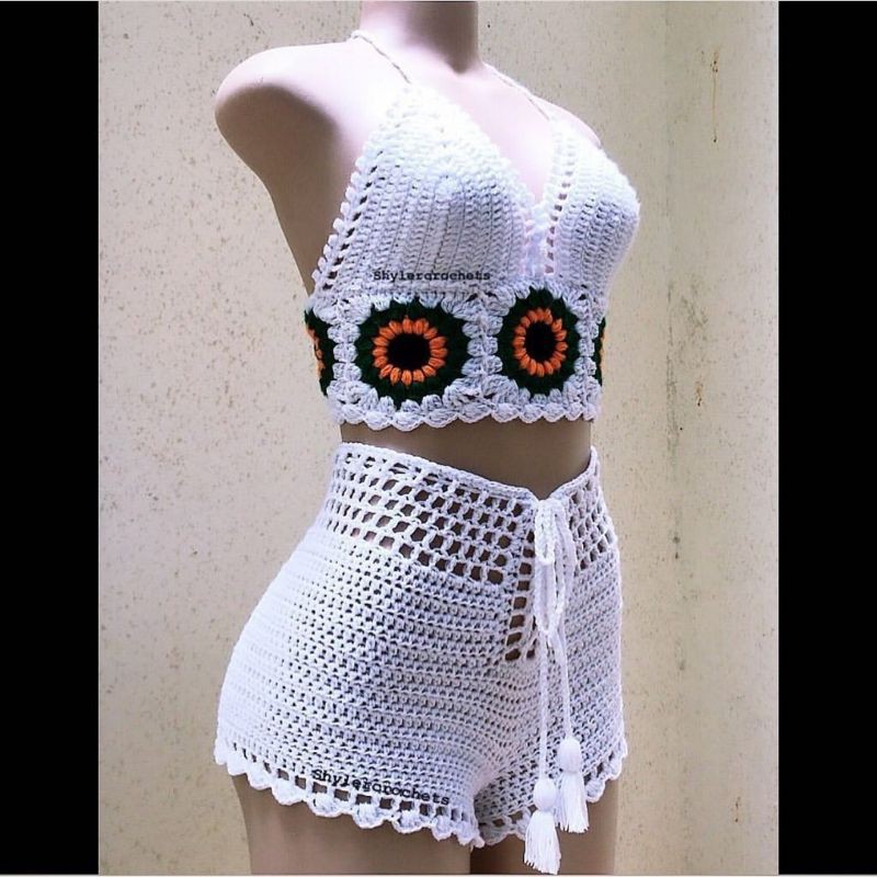 CROCHET TOP AND SHORTS SET(SHYLER CROCHET INSPIRED) | Shopee Philippines