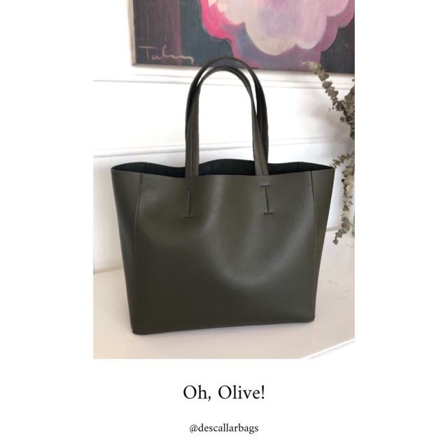 olive green tote bag