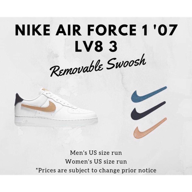 nike air force 1 07 lv8 removable swoosh