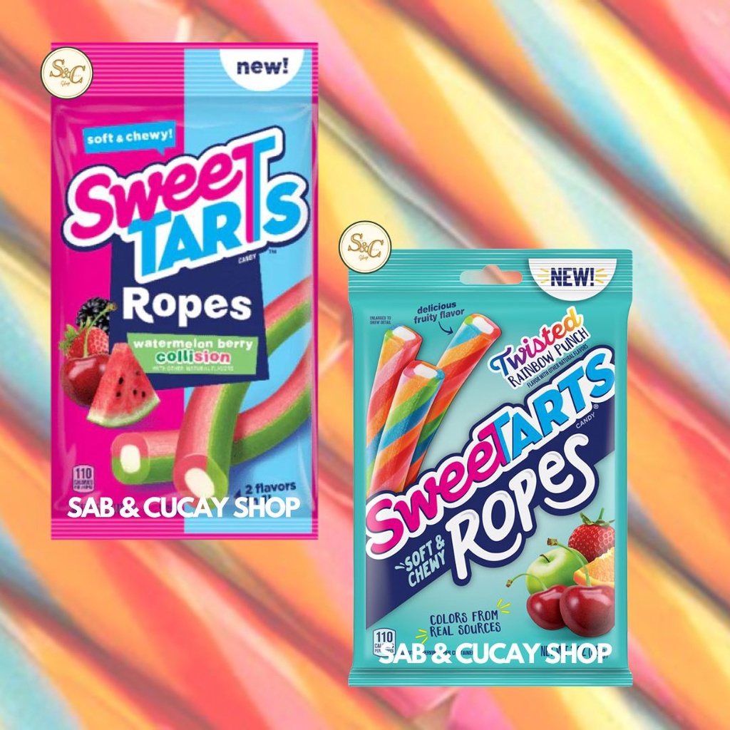 SweeTARTS Watermelon Berry Collision Ropes Twisted Rainbow Punch Candy