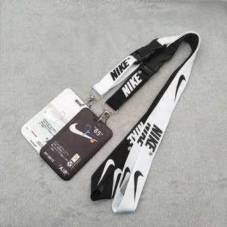 Durable Neck Straps With ID Badge Card Holder Protector For Phone Case Key  ID Tag Case With Clip Clasp And Charm Hard Card Case Black and White Lanyard