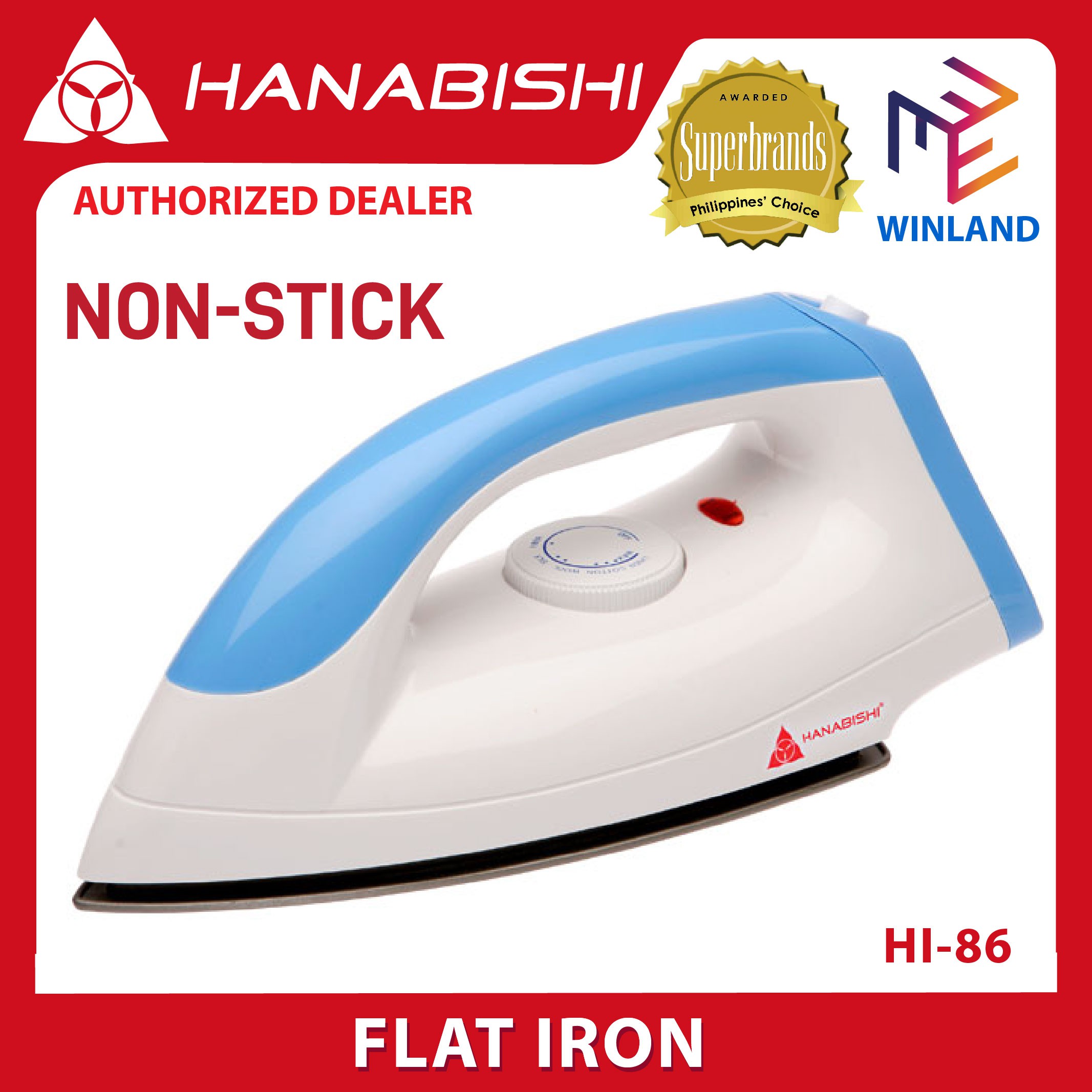 Hanabishi Original Nonstick Soleplate Flat Iron for Clothes HI86
