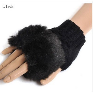 fingerless gloves rabbit fur