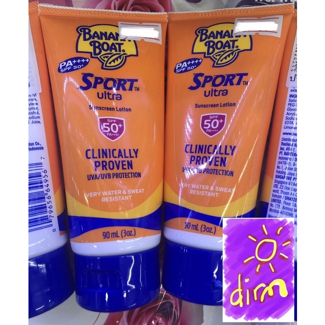 SPF 50 SPF 50+ Sunscreen Lotion Banana Boat Sport Ultra 90ml PA