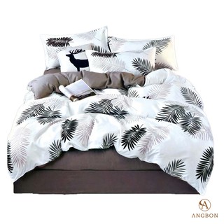 Angbon 3 In 1 Double Size Black & White Elegant Design Bedsheet Set 54