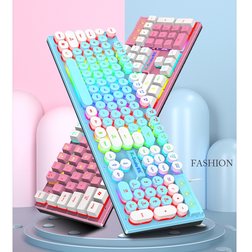 FIREWOLF K500 Gaming Wired Keyboard Color Matching Luminous Manipulator Feel Desktop Computer