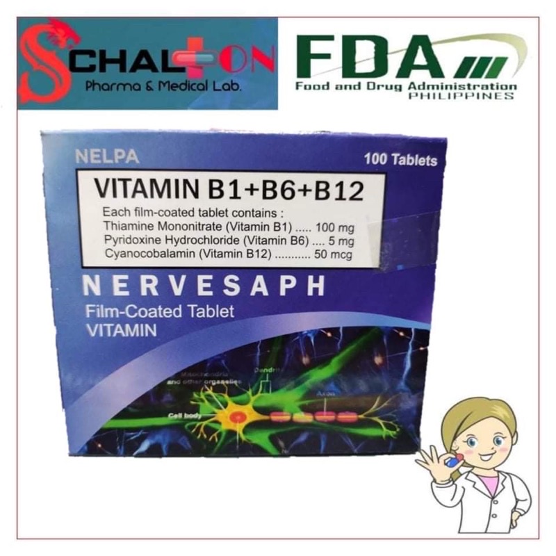 NERVESAPH VITAMIN B COMPLEX B1 + B6 + B12 100 Tablets Shopee Philippines