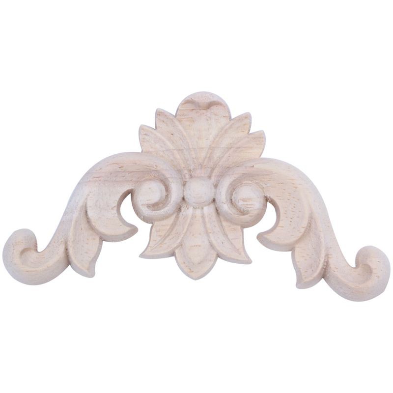 Wood Carved Onlay Applique Unpainted Flower Walls Cabinets Door