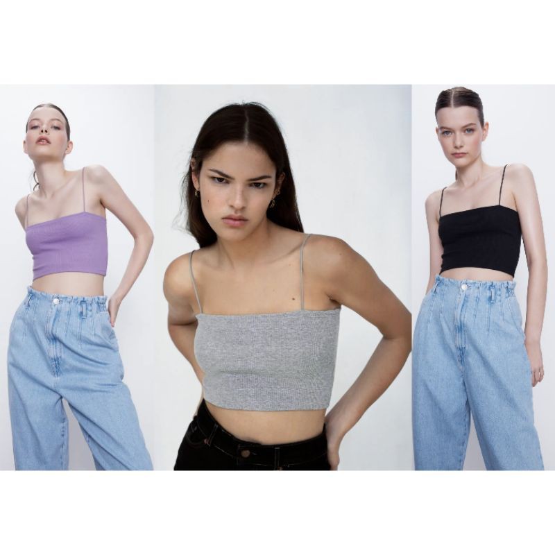 Zara String Strappy Crop Top | Shopee 