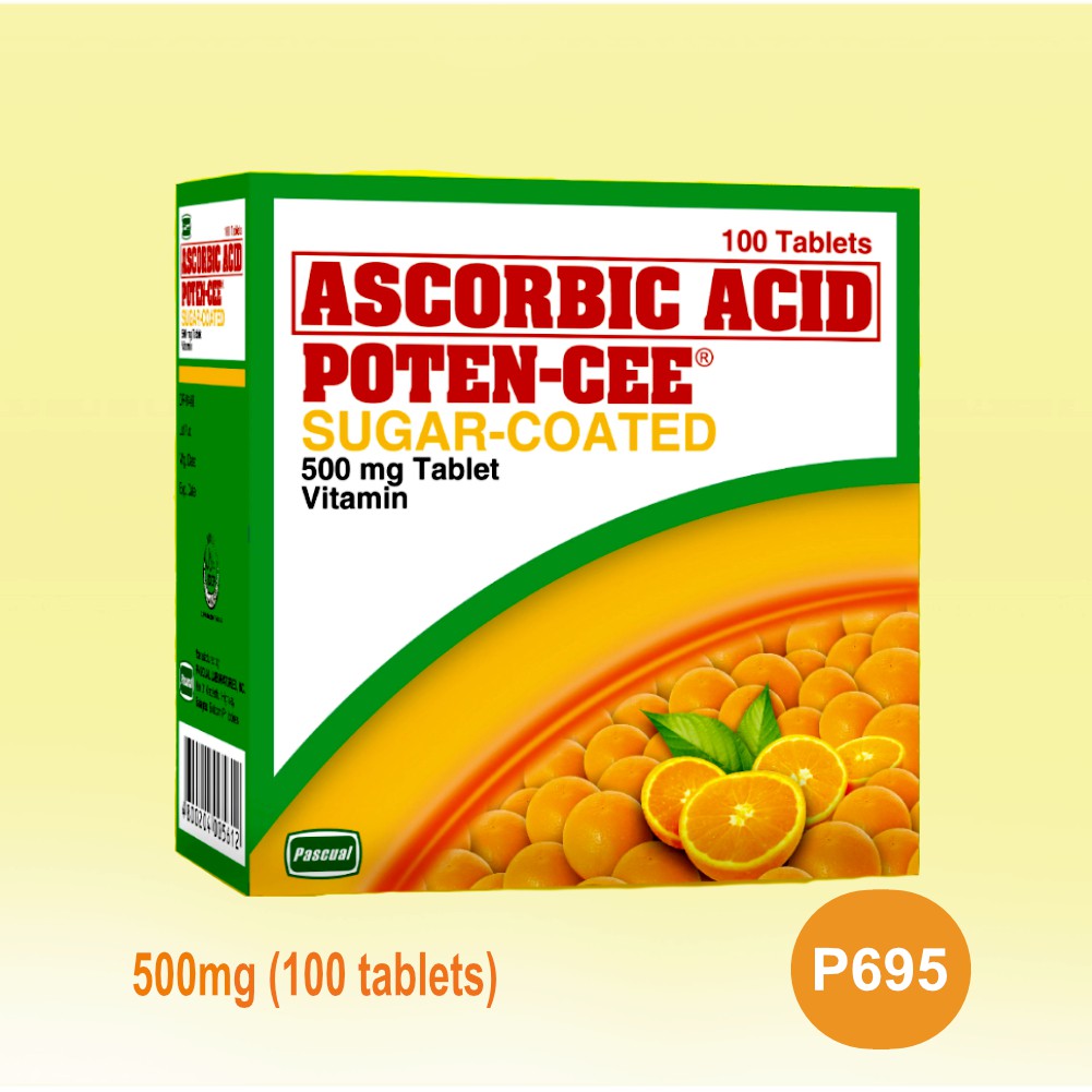 POTENCEE Sugar Coated ASCORBIC ACID 500mg (100 Tablets) Shopee