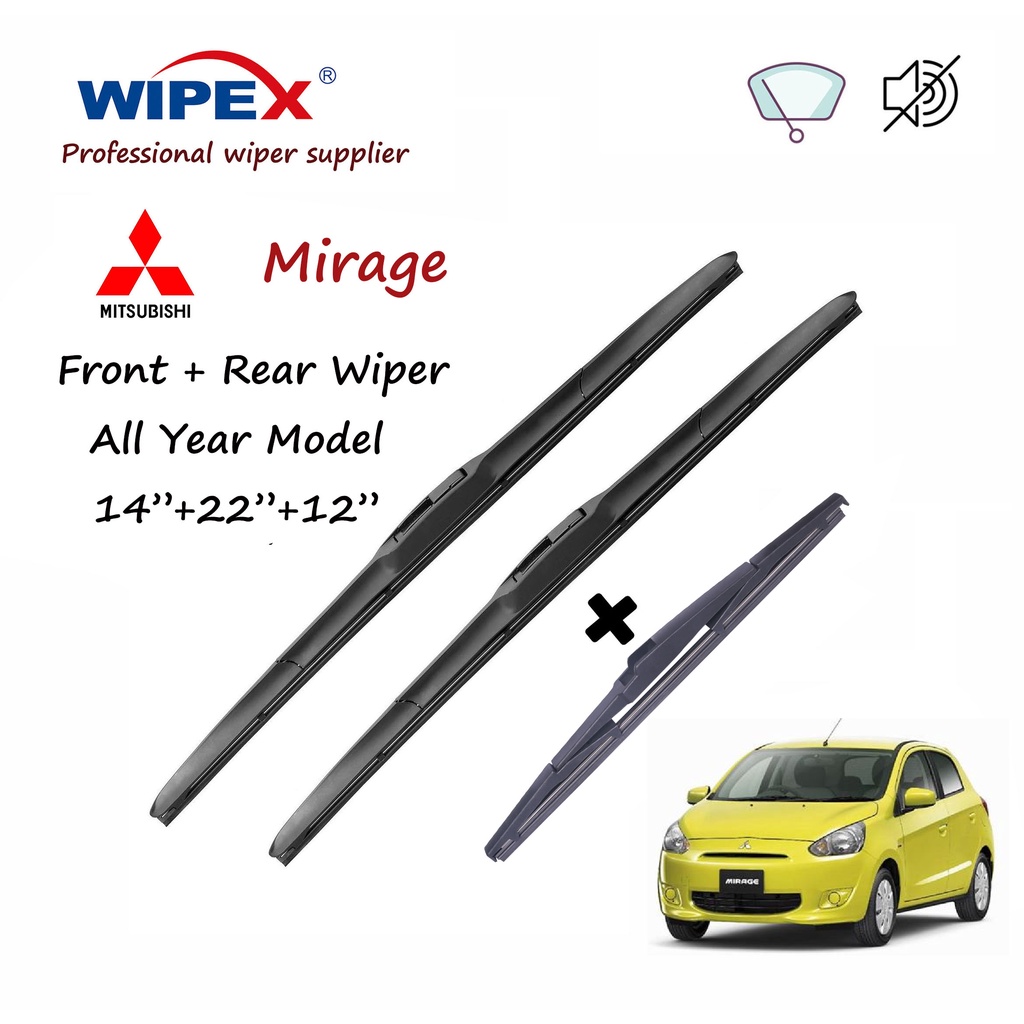 （Wipex Quality)Mitsubishi Mirage Wiper Blade Set (Front/Rear) for All