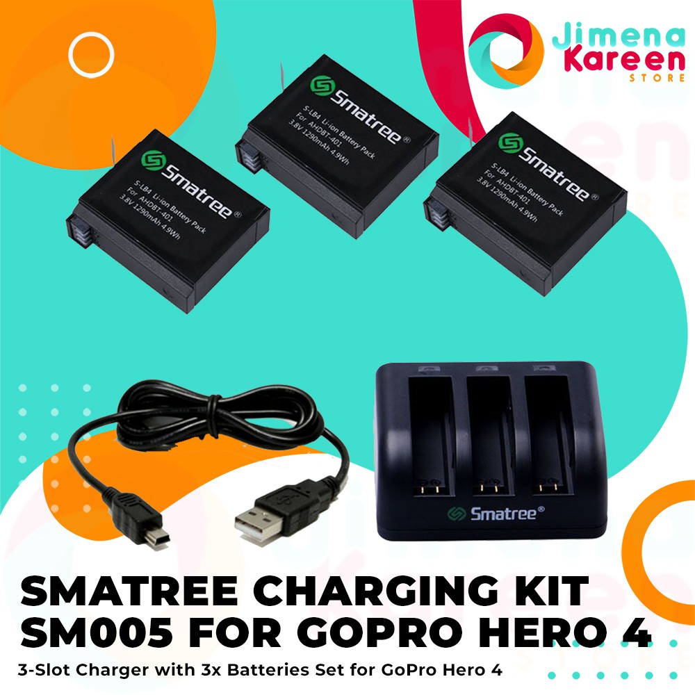 Smatree Sm 005 Battery Charger Kit For Gopro Hero 4 Shopee Philippines