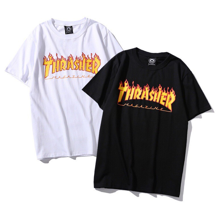 Ready Stock Men Casual Graphic Tees Tops Fashion Tops Thrasher T Shirts  Skateboard Tide Trasher Magazine Flame Causal Tee Men Women Top | Shopee  Philippines