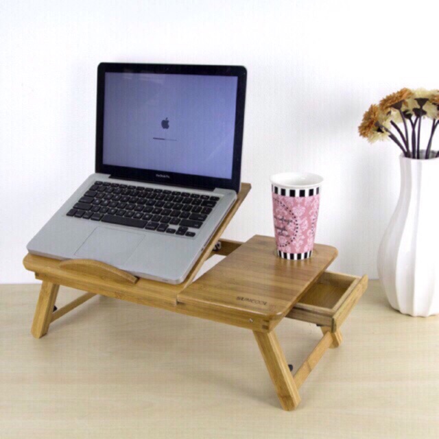 Portable Bamboo Wood Laptop Desk Table Stand Adjustable Bed Tray ...