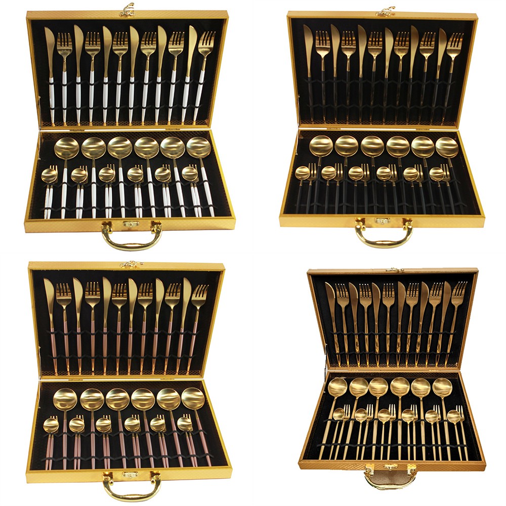 Hot sale matte Nordic ins style 304 stainless steel fork spoon 24pcs