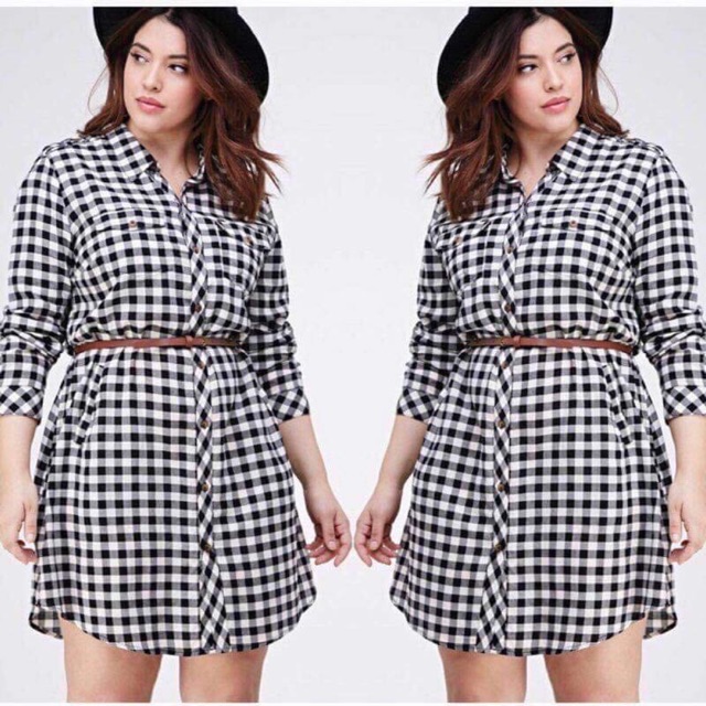 U.s Plus size Checkered Dress with belt 