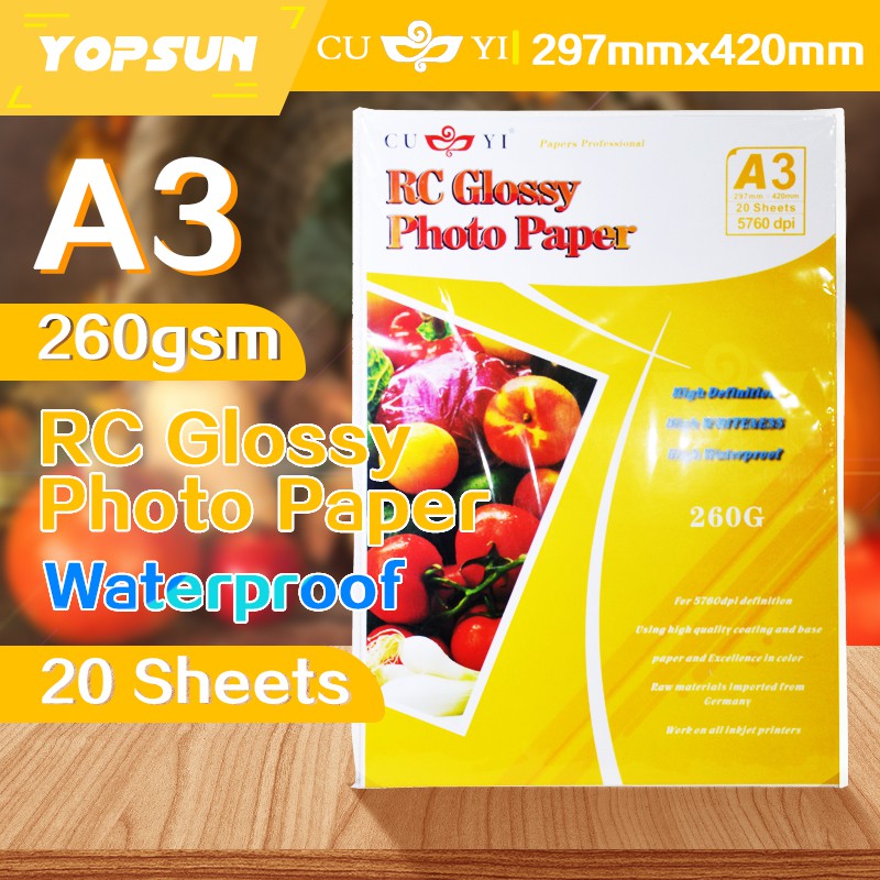 A3 RC GLOSSY Photo Paper 260gsm For Picture Soft Surface Print Photo