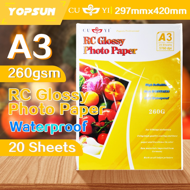 A3 RC GLOSSY Photo Paper 260gsm For Picture Soft Surface Print Photo ...