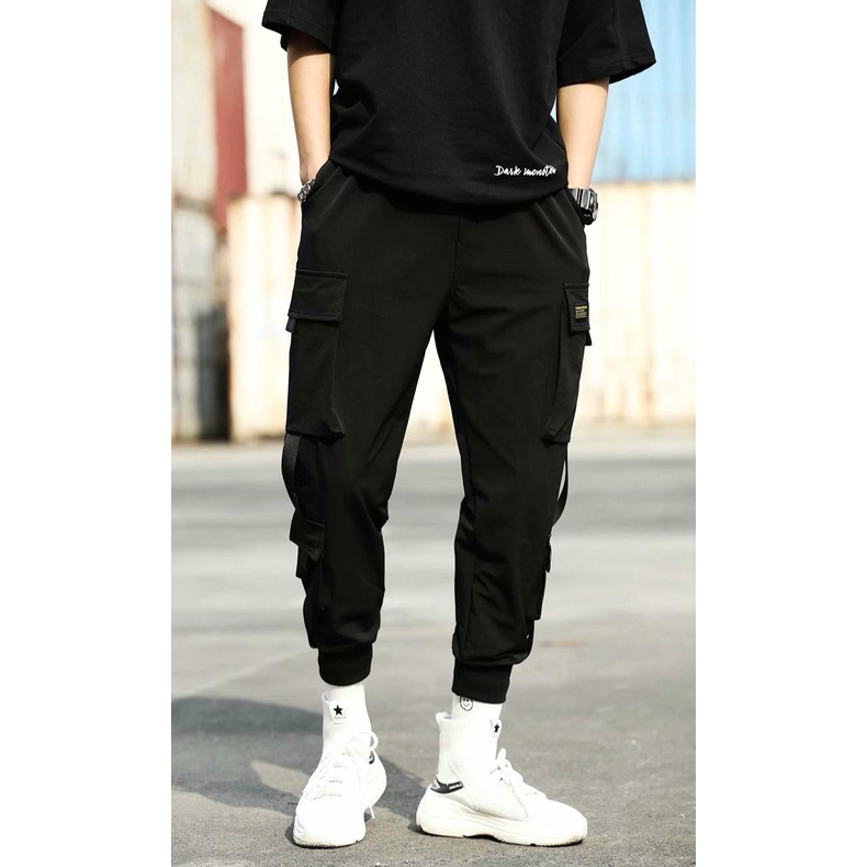 【S-5XL】Plus Size Loose Hip Hop Tight Leg jogger Harem Pants Casual Long cargo Pants Autumn Tactical pants for men