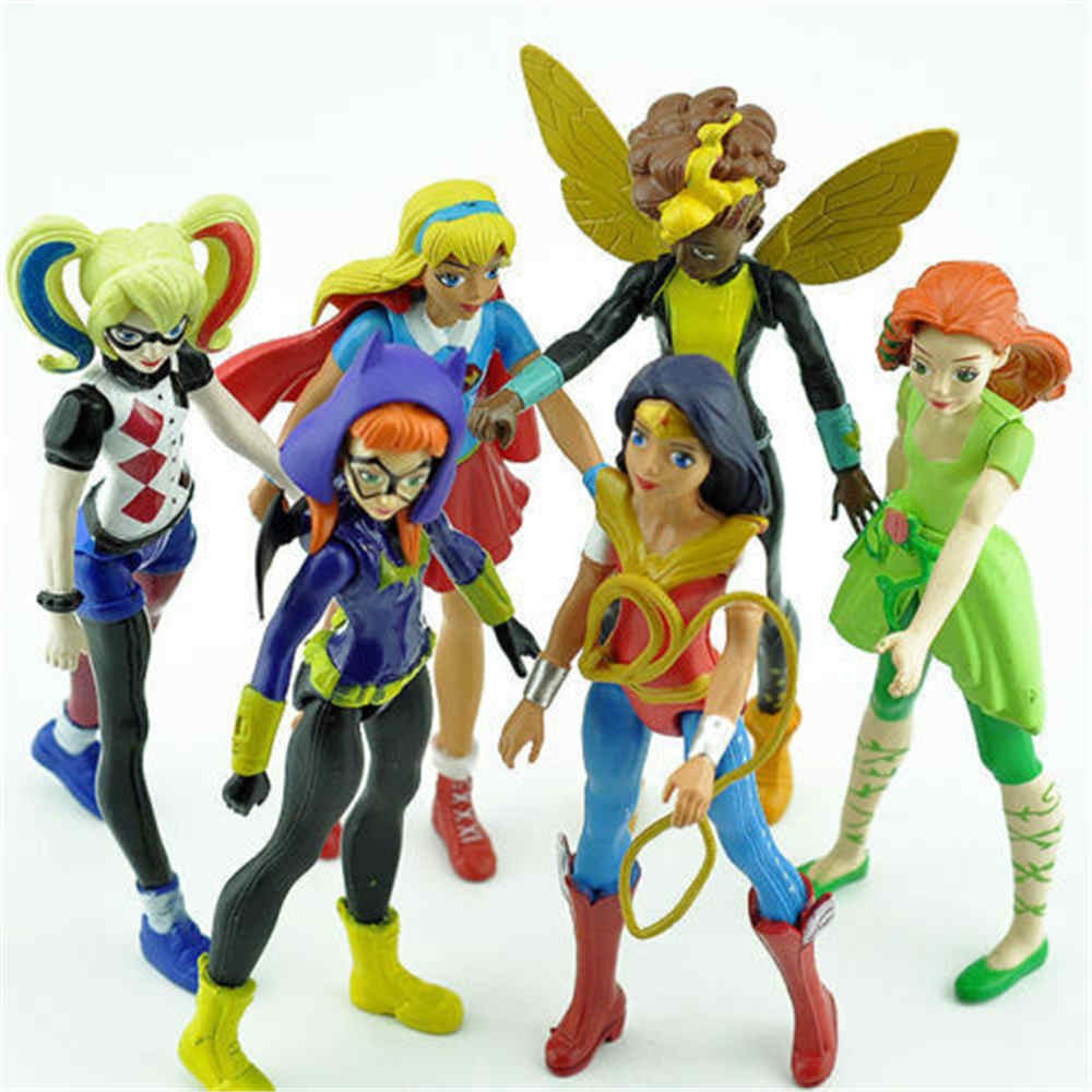 6pcs Dc Comics Super Hero Girls Harley Poison Ivy Batgirl Bumblebee