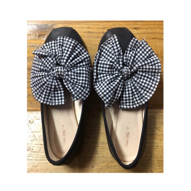  Zara  Girls Big Bow Flat Shoes  Size 34 Shopee  Philippines