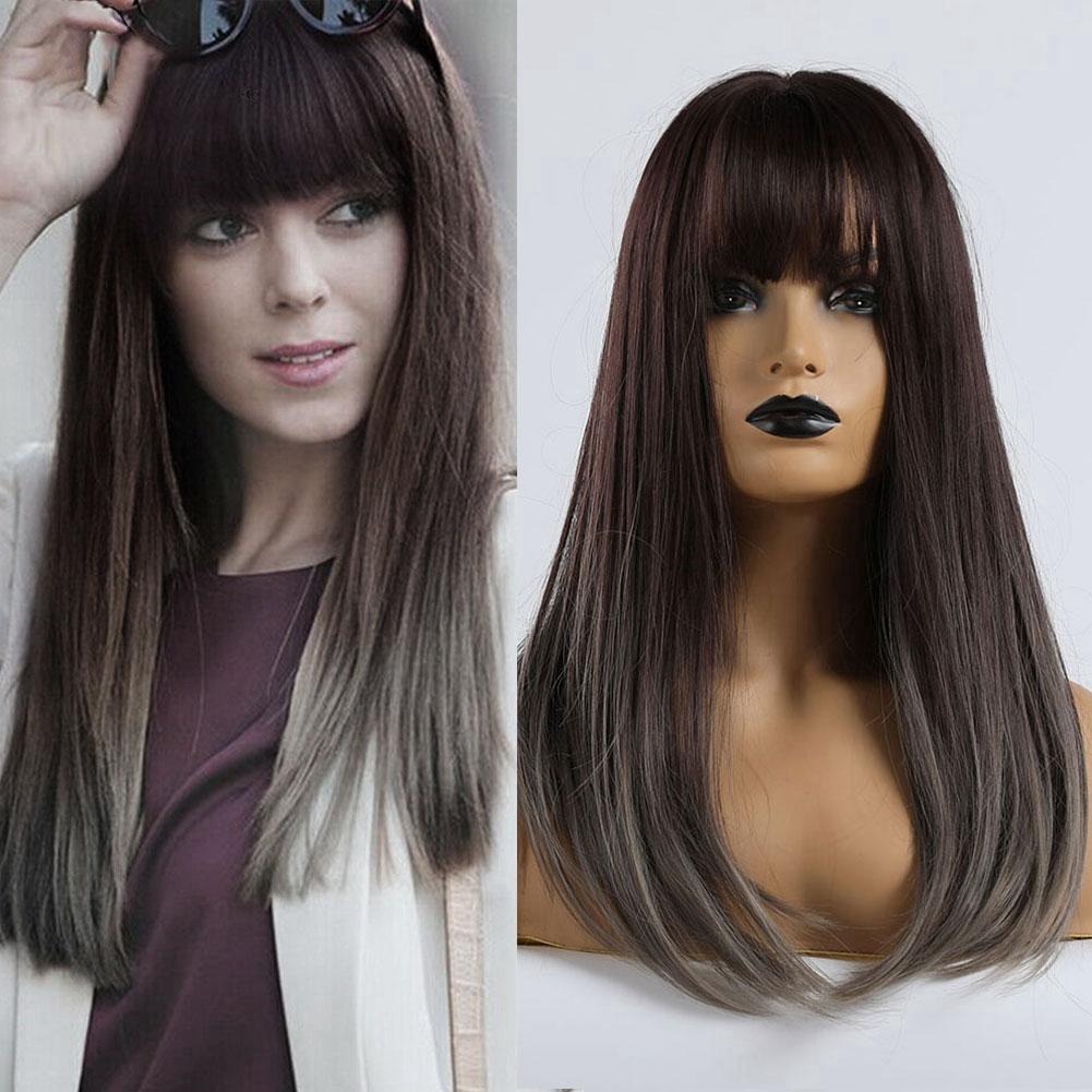 straight wig with bangs