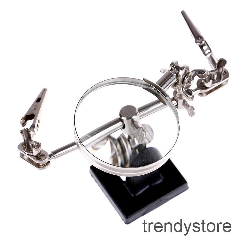 1X Third Hand Soldering Iron Stand Helping Clamp Vise Clip Magnifying Glass Tool