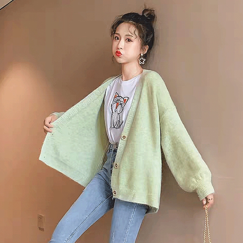 green cardigan sweater