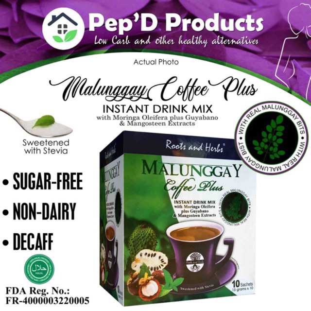Malunggay Coffee Plus with pure Malunggay extract decaf, non dairy