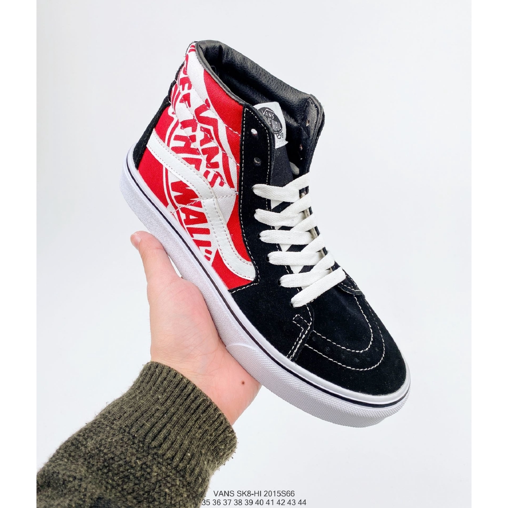 Vans SK8-Hi Slim Red Letter High-top Classic Black skate shoes Men Women  Sneakers Size:36-44 | Shopee Philippines