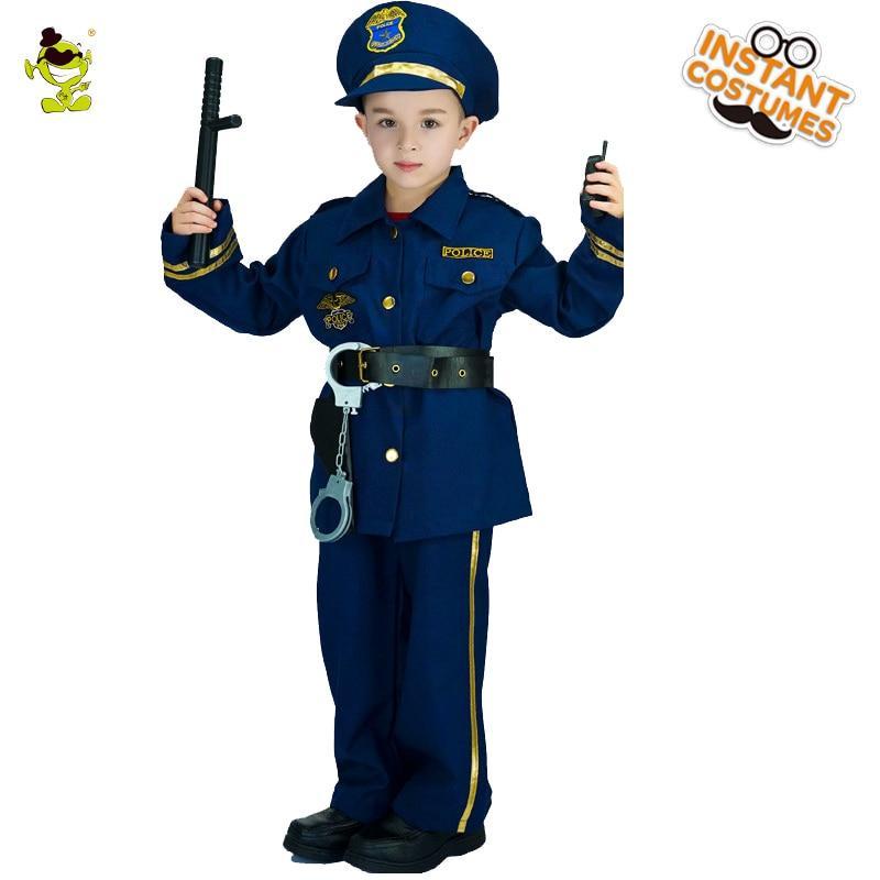 Boys Girls Children Policeman Halloween Costume for Kids Performance ...