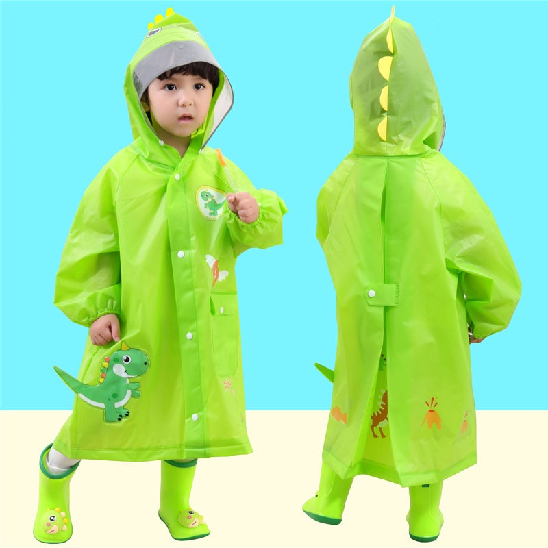 Kids Raincoats Boys Girl Kindergarten Big Brim Rain Coat with Schoolbag ...