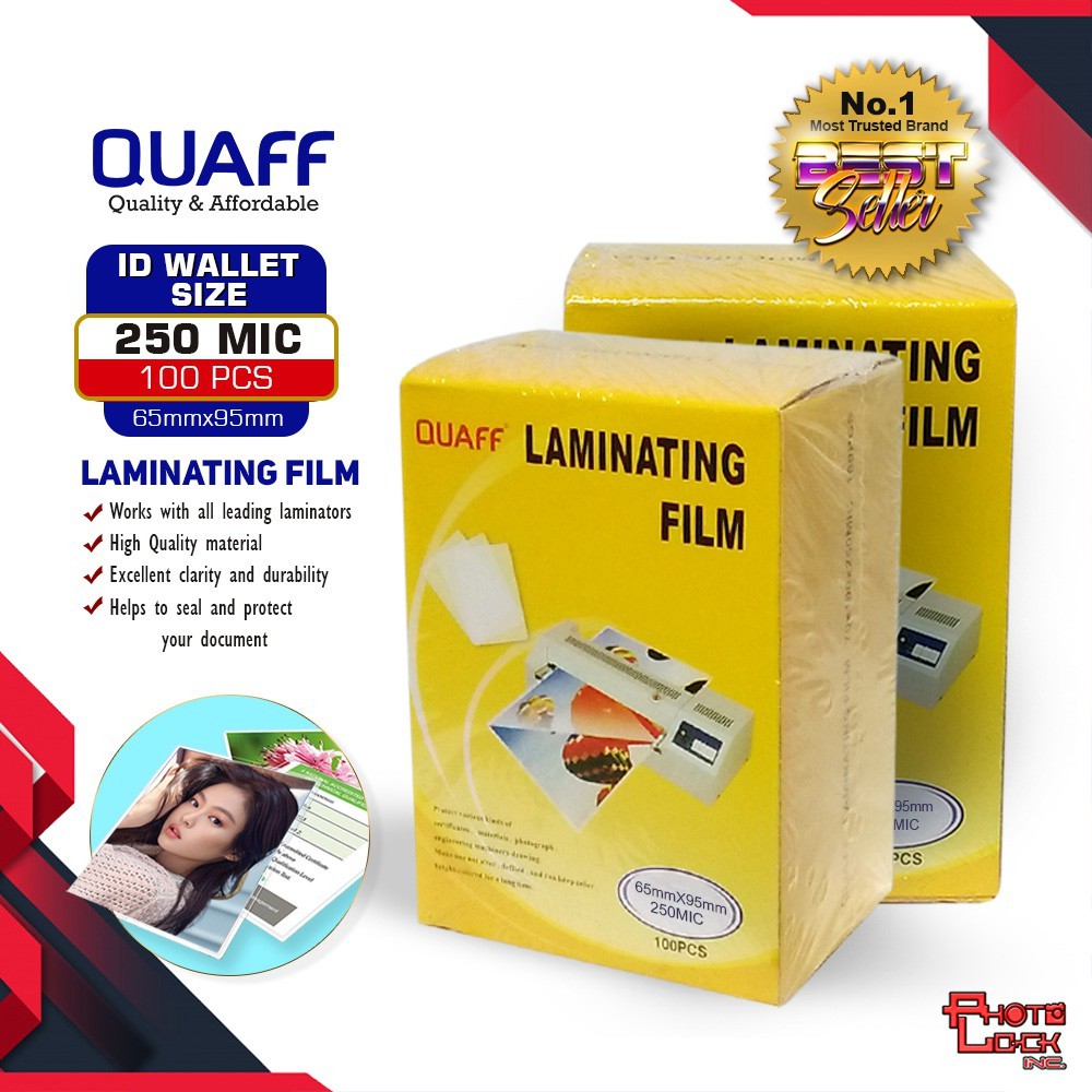 65*95MM 125 / 250 MICRON QUAFF Laminating Film (100 SHEETS PER PACK
