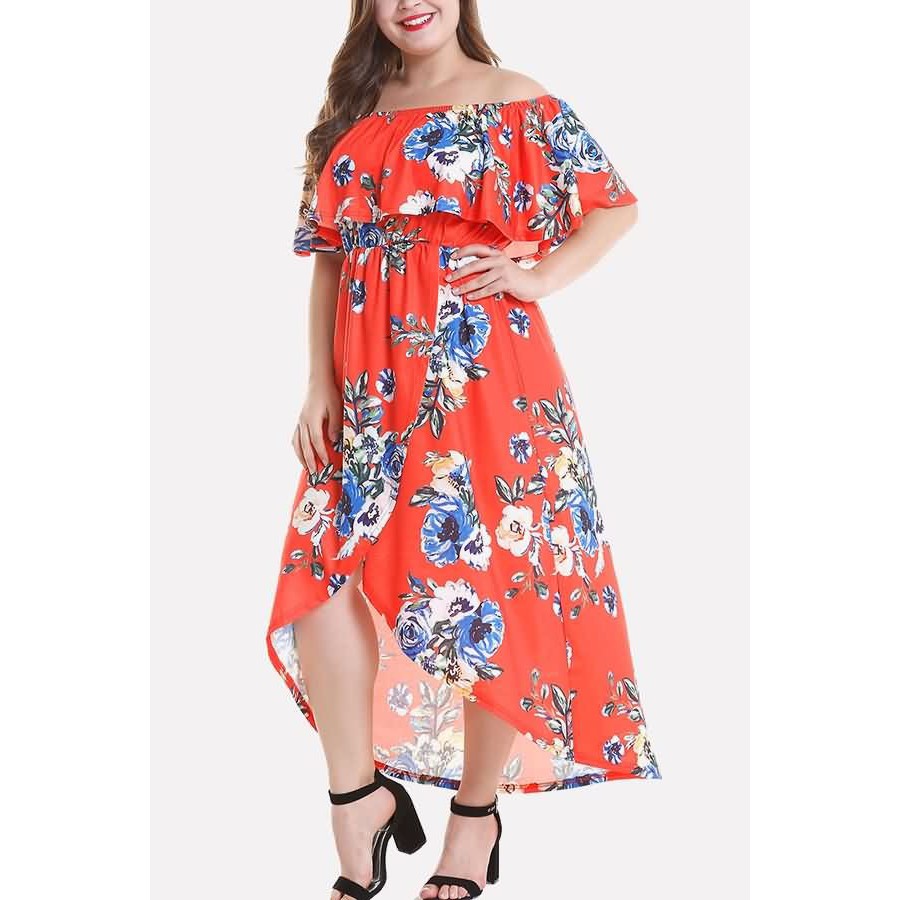 red casual dress plus size