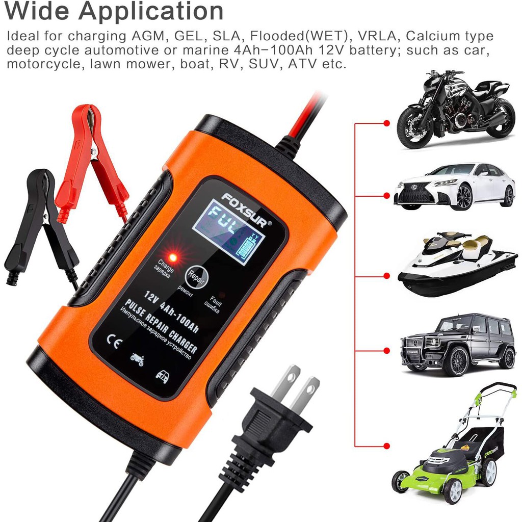 Smart Battery Charger & Maintainer Aibeau Car Battery Charger Maintain And Repair Batteries for Various Vehicle Used to Charge 6A 12V Fully Automatic Car Charger with LCD Screen