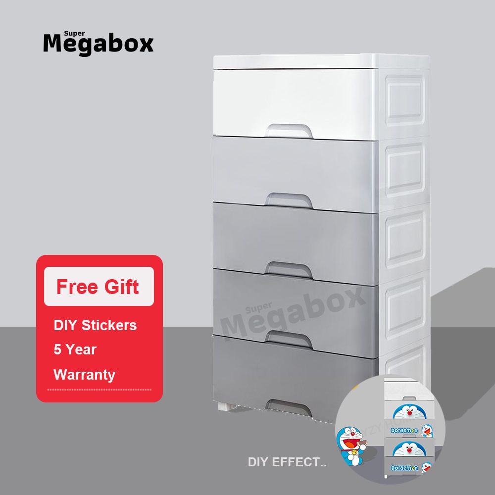 Grey 4 5 6 7 Layer Durabox Cabinet Drawer Plastic Wardrobe Storage For Clothes Organizer Megabox 3255