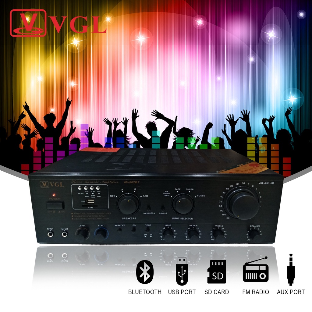 Amplifier with professional Digital Echo Mixer Power Tuners with USB