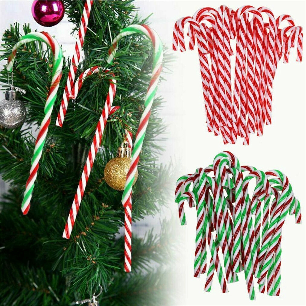 10pcs Merry Christmas Candy Cane Ornaments Hanging Pendant Decoration for Xmas Tree New Year Navidad Home Decorations