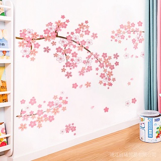 1 Set of Pink Plum Petal Branch Wall Stickers / Living Room Bedroom Background Decorative Wall Stickers #4