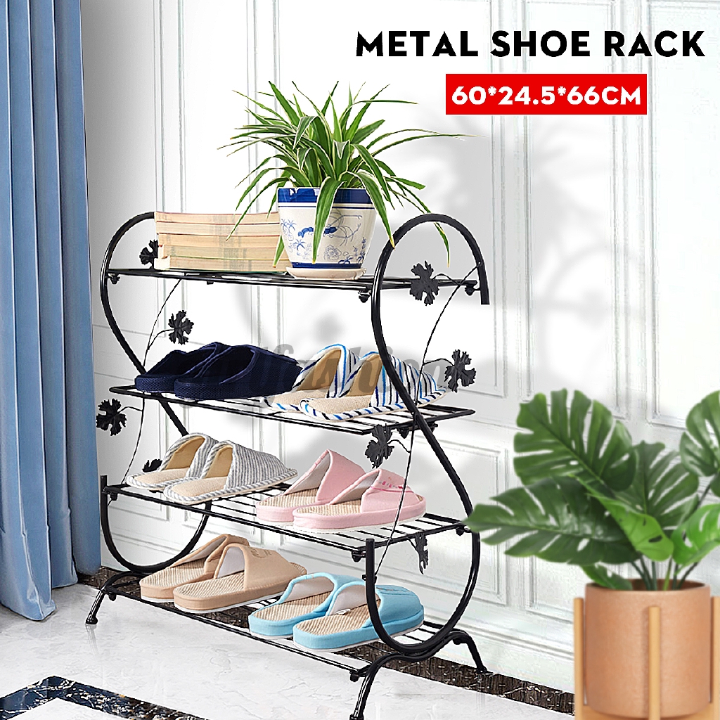 Simple 4 Tier Metal Mesh Shoe Rack Organizer Expandable Shoe Shelf Storage For Cabinet Student Shoe Rack Multi Storey Dormitory Assembling And Organizing Shoe Rack Shopee Philippines