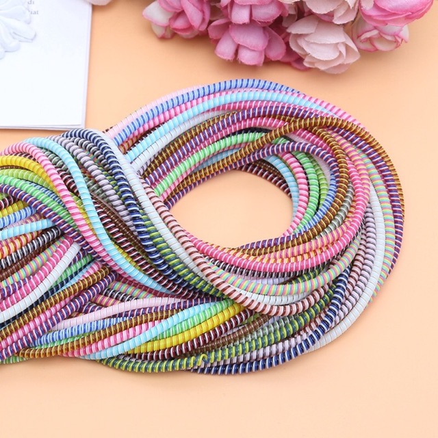 50cm Spiral USB Charge Cord Earphone Cable Protector Saver Cover Wire